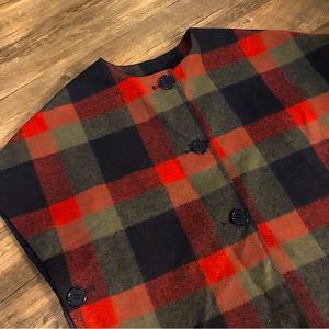 Maeve Anthropologie NWT plaid boxy cropped button front cape/poncho one …